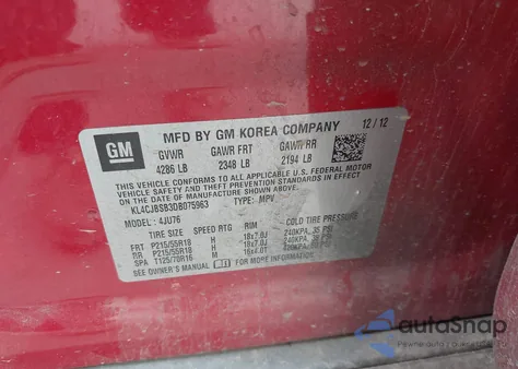 2013 Buick Encore Convenience из США, поврежденный, VIN KL4CJBSB3DB075963